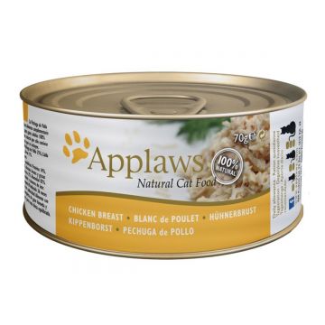 APPLAWS, Piept Pui, conservă hrană umedă pisici, (în supă), 156g