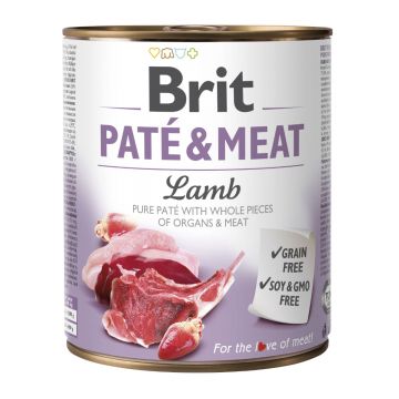 BRIT Pate & Meat, Miel, conservă hrană umedă fără cereale câini, (pate cu bucăți de carne), 800g