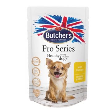 BUTCHER'S Pro Series, XS-S, Pui, plic hrană umedă fără cereale câini, apetit capricios, (în aspic), 100g