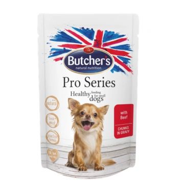 BUTCHER'S Pro Series, XS-S, Vită, plic hrană umedă fără cereale câini, apetit capricios, (în aspic), 100g