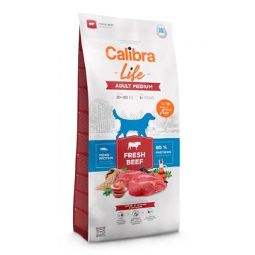 CALIBRA Life Adult Medium, M, Vită, hrană uscată monoproteică câini, 2.5kg