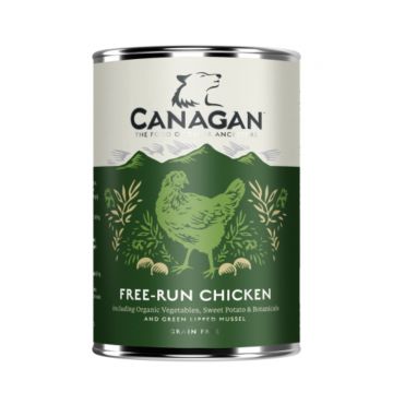 CANAGAN Free-Run Chicken, XS-XL, Pui, conservă hrană umedă fără cereale câini junior & adult, (în supă), 400g