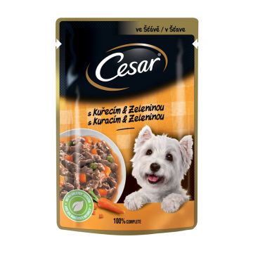CESAR Pui și Legume, hrană umedă câini, (în sos) CESAR Pui și Legume, plic hrană umedă câini, (în sos), 100g