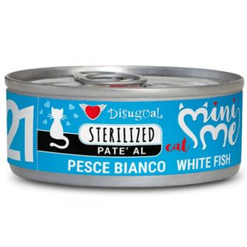 DISUGUAL Mini Me Sterilised, Pește alb, conservă hrană umedă fără cereale pisici sterilizate, (pate), 85g