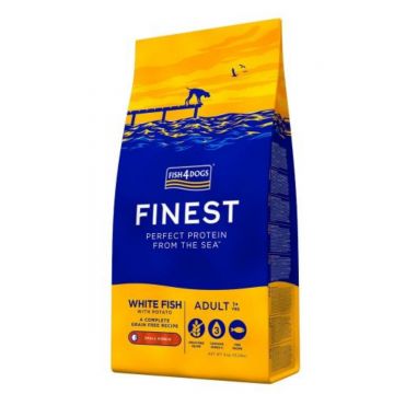 FISH4DOGS Finest, L-XL, Pește alb și Cartofi, hrană uscată fără cereale câini, 1.5kg