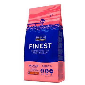 FISH4DOGS Finest, L-XL, Somon și Cartofi, hrană uscată fără cereale câini, 12kg