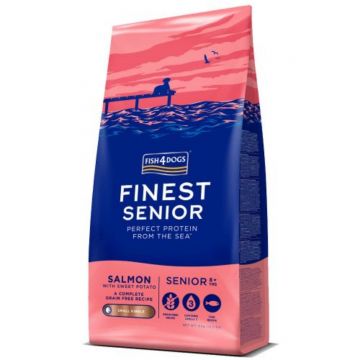 FISH4DOGS Finest Senior, L-XL, Somon și Cartof Dulce, hrană uscată fără cereale câini senior, 1.5kg