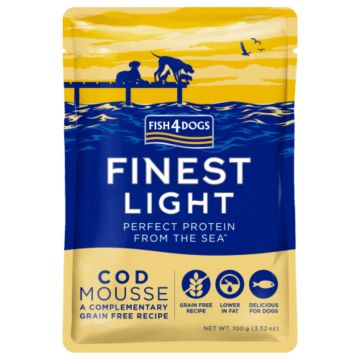 FISH4DOGS Finest, XS-XL, Cod, plic hrană umedă monoproteică fără cereale câini, (pate), 100g