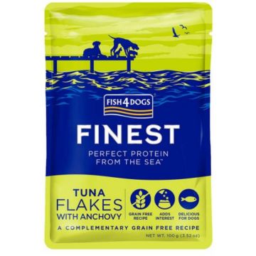 FISH4DOGS Finest, XS-XL, Ton și Anșoa, plic hrană umedă fără cereale câini, (în suc propriu), 100g