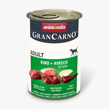 GRANCARNO Vită, XS-M, Căprioară și Măr, conservă hrană umedă fără cereale câini, (în aspic), 400g