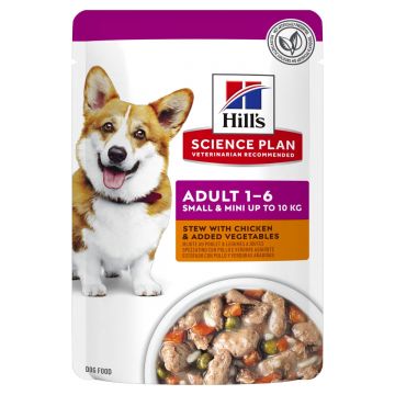 HILL'S Science Plan Healthy Cuisine, XS-S, Pui și Tocană de Legume, plic hrană umedă câini, 80g