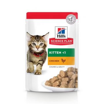 HILL'S SCIENCE PLAN Kitten, Pui, plic hrană umedă pisici junior, (în sos), 85g
