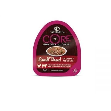 Hrana Umeda Wellness Core Small Breed Savoury, Pui si Vita, 85g