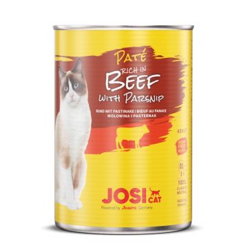 JOSICAT Pate, Vită cu Păstârnac, bax conservă hrană umedă pisici, (pate), 400g x 12