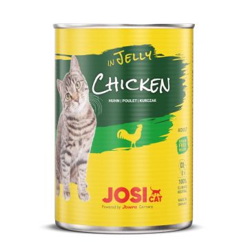 JOSICAT, Pui, bax conservă hrană umedă pisici, (în aspic), 400g x 12