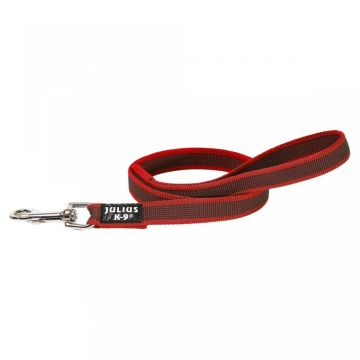 JULIUS-K9 Color & Gray, lesă antiderapantă cu mâner câini, textil, bandă JULIUS-K9 Color & Gray, lesă antiderapantă cu mâner câini, 50kg, textil, bandă, 20mm x 1.2m, roșu