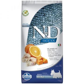 N&D Ocean Adult Mini, XS-S, Cod și dovleac, hrană uscată fără cereale câini, 7kg