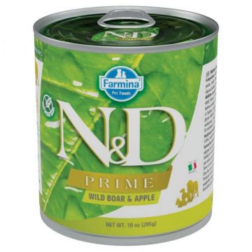 N&D Prime, XS-XL, Mistreț și Măr, conservă hrană umedă fără cereale câini, (în sos), 285g