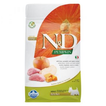 N&D Pumpkin Adult Mini, XS-S, Mistreț și Măr, hrană uscată fără cereale câini, 800g