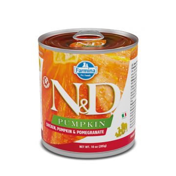 N&D Pumpkin, XS-XL, Pui și dovleac, conservă hrană umedă fără cereale câini, (în sos), 285g