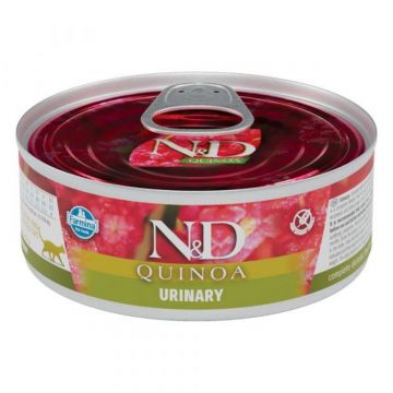 N&D Quinoa Adult Urinary, Rață, conservă hrană umedă fără cereale pisici, sistem urinar, (în sos), 80g N&D Quinoa Adult Urinary, Rață, conservă hrană umedă fără cereale pisici, sistem urinar, (în sos), 80g