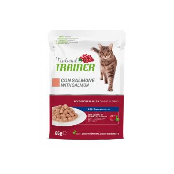 NATURAL TRAINER, Somon, plic hrană umedă pisici, (în sos), 85g