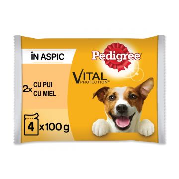 PEDIGREE Vital Protection Adult Multipack, 2 arome, pachet mixt, hrană umedă câini, (în aspic) PEDIGREE Vital Protection Adult Multipack, 2 arome, pachet mixt, plic hrană umedă câini, (în aspic), 100g x 4