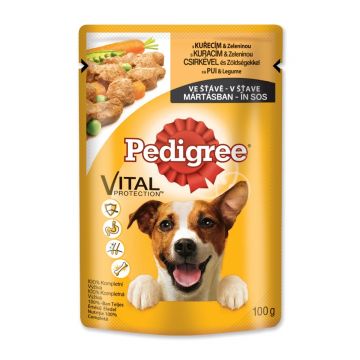 PEDIGREE Vital Protection Adult, Pui, hrană umedă câini, (în sos) PEDIGREE Vital Protection Adult, Pui, plic hrană umedă câini, (în sos), 100g