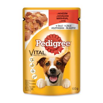 PEDIGREE Vital Protection Adult, Vită, hrană umedă câini, (în aspic) PEDIGREE Vital Protection Adult, Vită, plic hrană umedă câini, (în aspic), 100g