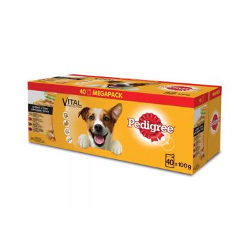 PEDIGREE Vital Protection, pachet mixt, plic hrană umedă câini, 40 x 100g