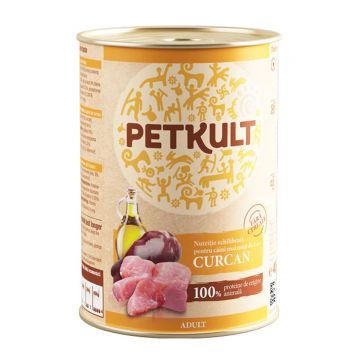 PETKULT Grain Free Adult, Curcan, conservă hrană umedă fără cereale câini, 400g