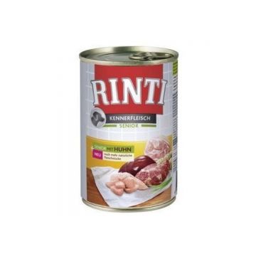 RINTI Senior, XS-XL, Pui, conservă hrană umedă fără cereale câini senior, (în suc propriu), 400g