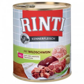 RINTI, XS-XL, Mistreț, conservă hrană umedă fără cereale câini, (în suc propriu), 800g