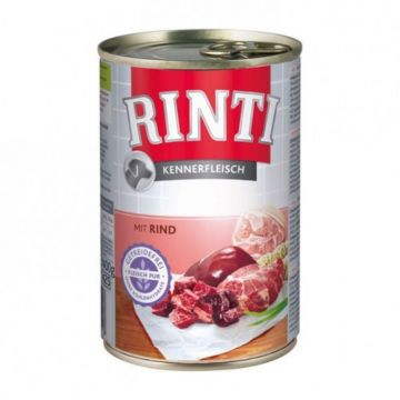 RINTI, XS-XL, Vită, conservă hrană umedă fără cereale câini, (în suc propriu), 400g
