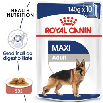 Royal Canin Maxi Adult, hrană umedă câini, (în sos) Royal Canin Maxi Adult, bax hrană umedă câini, (în sos), 140g x 10