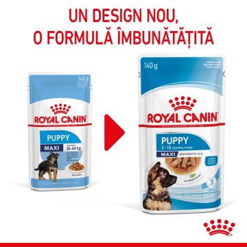 Royal Canin Maxi Puppy, hrană umedă câini junior, (în sos) ROYAL CANIN Maxi Puppy, bax hrană umedă câini junior, (în sos), 140g x 10