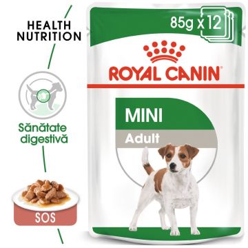 Royal Canin Mini Adult, hrană umedă câini, (în sos) Royal Canin Mini Adult, bax hrană umedă câini, (în sos), 85g x 12