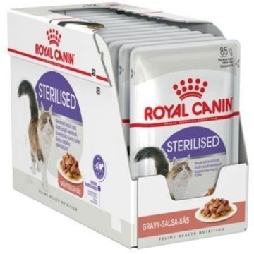 Royal Canin Sterilised Adult, hrană umedă pisici sterilizate, (în sos) Royal Canin Sterilised Adult, bax hrană umedă pisici sterilizate, (în sos), 85g x 12
