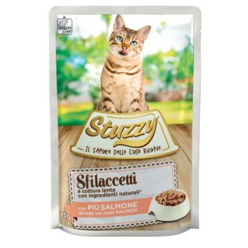 STUZZY Shreds, Somon, plic hrană umedă pisici, (în sos), 85g