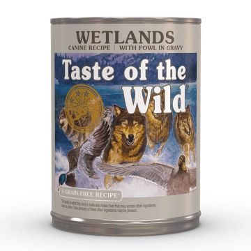 TASTE OF THE WILD Wetlands, Rață, conservă hrană umedă fără cereale câini, (în sos), 390g TASTE OF THE WILD Wetlands, Rață, conservă hrană umedă fără cereale câini, (în sos), 390g