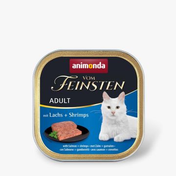 VOM FEINSTEN, Somon și Creveți, tăviță hrană umedă fără cereale pisici, apetit capricios, (pate), 100g