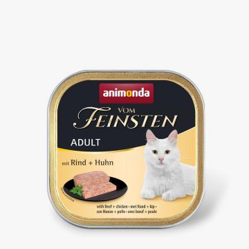 VOM FEINSTEN, Vită și Pui, tăviță hrană umedă fără cereale pisici, apetit capricios, (pate), 100g