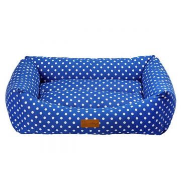 4DOG Deluxe Makarons, pat dreptunghiular câini, bumbac, impermeabil, albastru, M-XL(78x60x22cm) ieftin