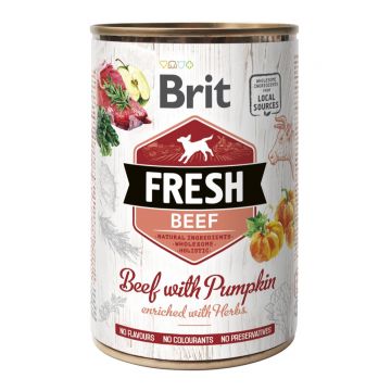 BRIT Fresh, Vită cu Dovleac, conservă hrană umedă fără cereale câini, (în aspic), 400g