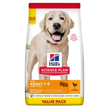 Hill's Science Plan Canine Adult Large Light Chicken Value Pack, 18 kg ieftina