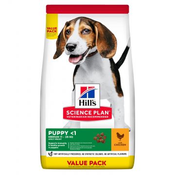 Hill's Science Plan Canine Puppy Medium Chicken Value Pack, 18 kg ieftina