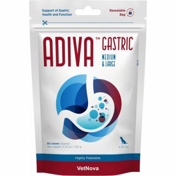 Hrana complementara, protectie gastrica completa, ADIVA Gastric Chews Medium Large, VetNova, 30 chews de firma original