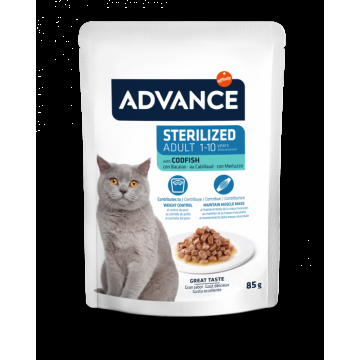 Hrana umeda pentru pisici Advance Adult Sterilizat cu Cod - plic 85g