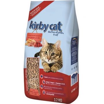 KIRBY CAT, Pasăre și Vită, hrană uscată pisici, 12kg