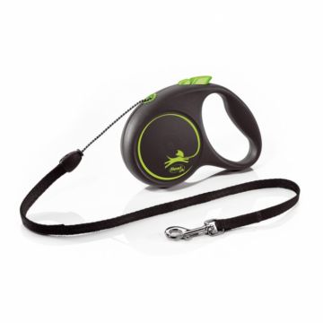 Lesa pentru caini Black design Snur, Flexi, Retractabil, Pana la 12 kg, S, 5 metri, Verde la reducere